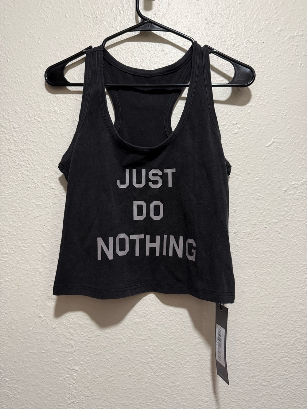 Black Racerback Tank Top with "Just Do Nothing" Graphic 100% Cotton